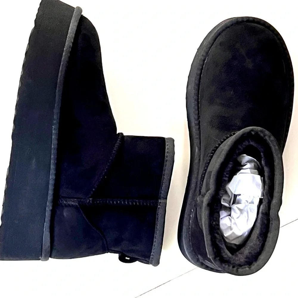 New Steve Madden Black Ankle Platform Boots - Size 7M